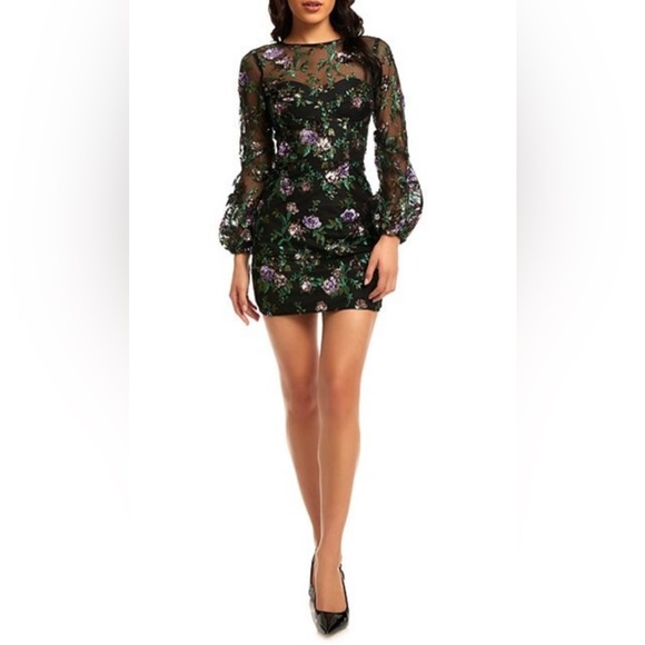 Dress the Population Dresses & Skirts - NWOT Dress The Population Mila Sequin Embroidered Floral Cocktail Dress Size S